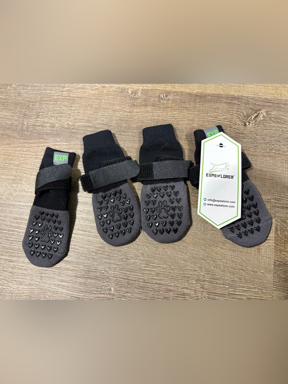Kids Non-Slip Dog Paw Print Socks - Black/Grey